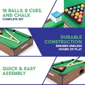 Kids Power Play 20" Tabletop Pool Table Game Set - Image 5