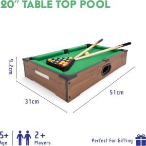 Kids Power Play 20" Tabletop Pool Table Game Set - Image 6